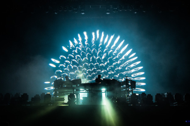 PARIS, FRANCE - AUGUST 30: Tom Rowlands ( R ) from The Chemical Brothers performs at Domaine National de Saint-Cloud on August 30, 2015 in Paris, France. (Photo by David Wolff - Patrick/Redferns)