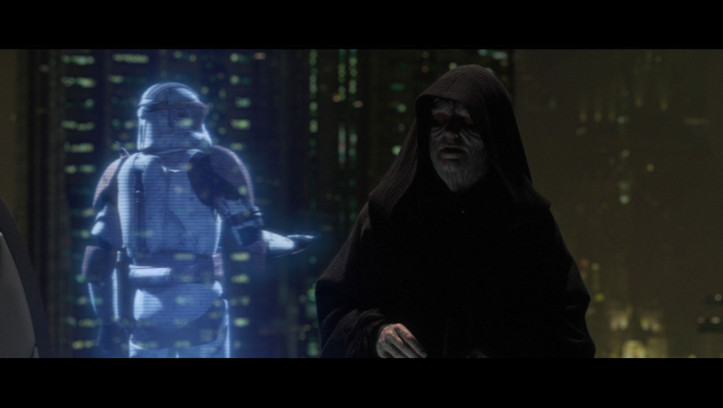 Im Auftrag von Darth Sidious streckt Vader Feinde der Republik nieder. Außerdem befiehlt Sidious der Klonarmee, „Order 66“ auszuführen: Alle Jedis werden als Verräter gebrandmarkt und sollen getötet werden.