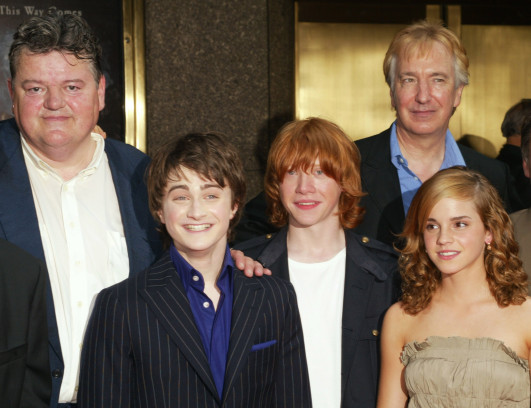 Die „Harry Potter“-Crew mit Robbie Coltrane, Daniel Radcliffe, Rupert Grint, Emma Watson und Alan Rickman hier im Jahr 2004