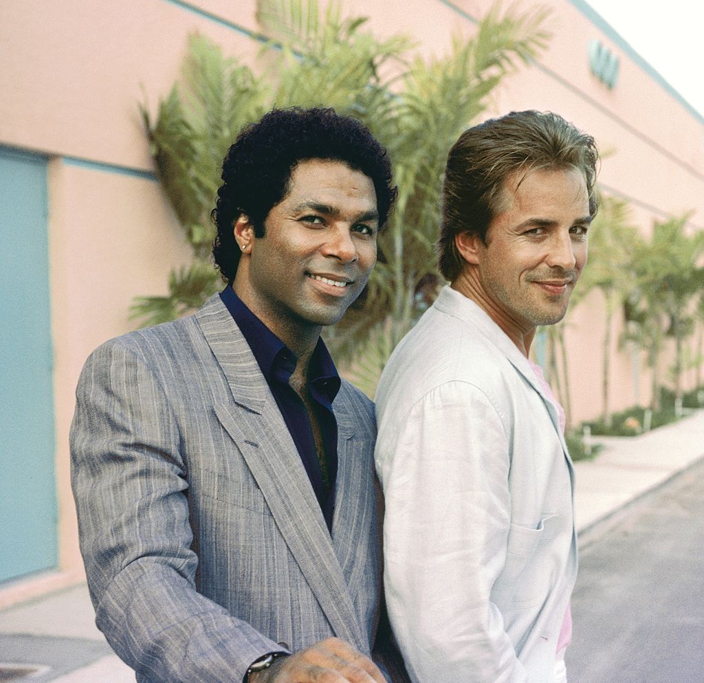Philip Michael Thomas (l.) und Don Johnson in „Miami Vice“. 