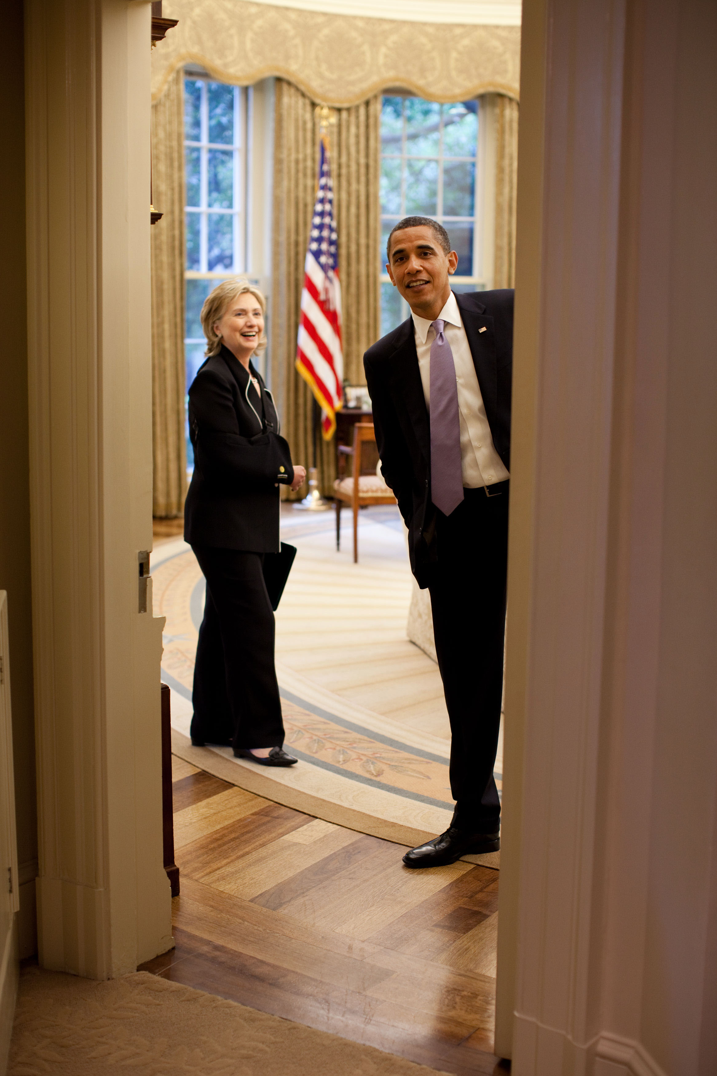 President Barack Obama during a meeting in the Oval Office with Secretary of State Hillary Clinton on July 1, 2009. (Official White House Photo by Pete Souza) This official White House photograph is being made available for publication by news organizations and/or for personal use printing by the subject(s) of the photograph. The photograph may not be manipulated in any way or used in materials, advertisements, products, or promotions that in any way suggest approval or endorsement of the President, the First Family, or the White House.