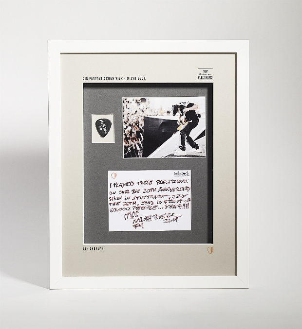 Das Plectrum von Michi Beck von den Fanta 4 im Collector Frame