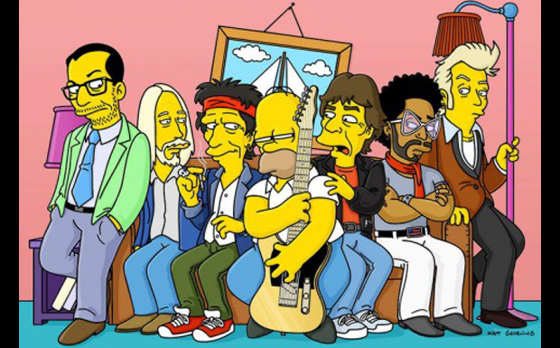 Elvis Costello, Tom Petty, Keith Richards, Mick Jagger, Lenny Kravitz und Brian Setzer bei den Simpsons