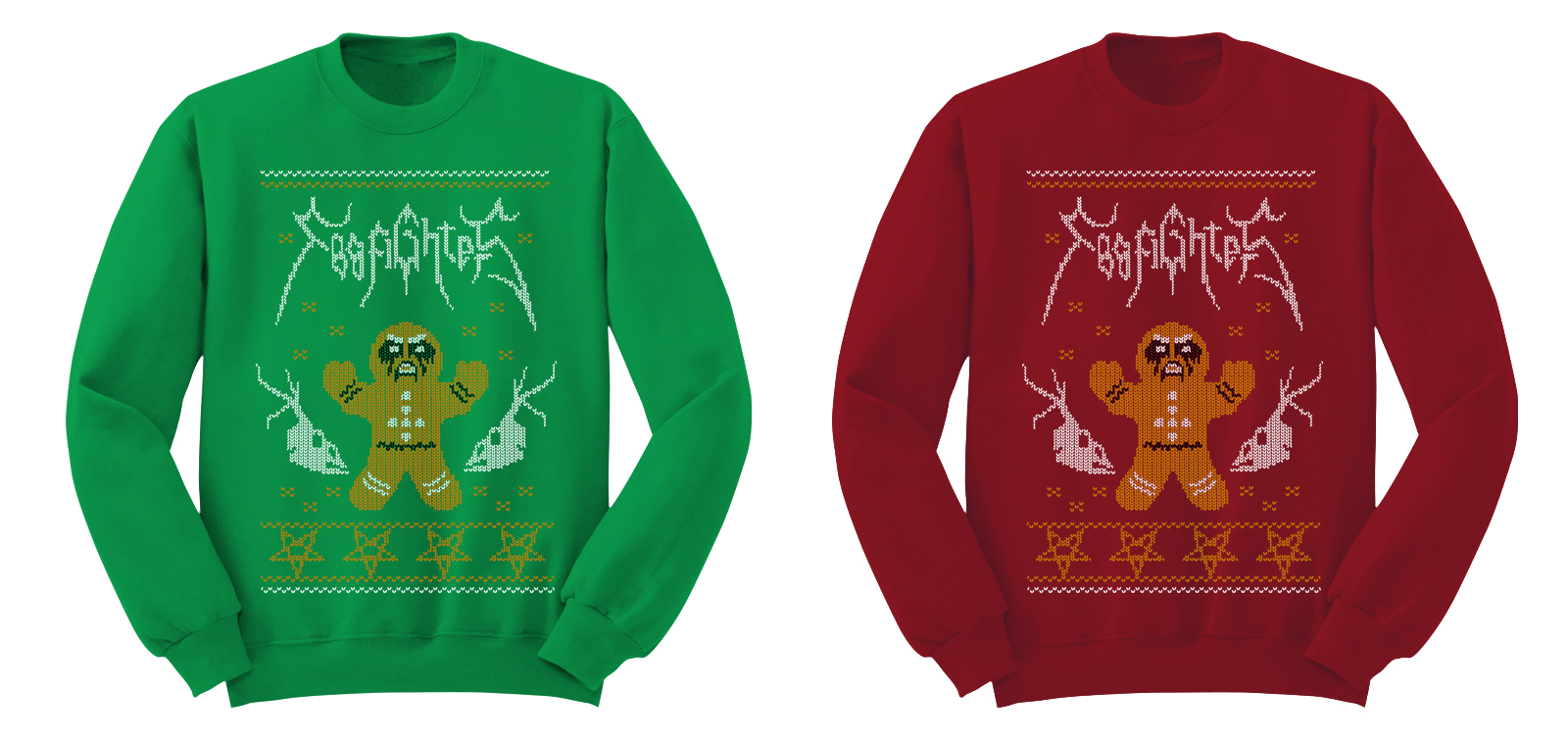 Wunderbares Weihnachtsaccessoire: die Pullis der Foo Fighters