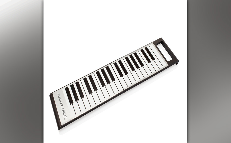 Dieses Klavier kann man ausrollen, mit einem Apple-Gerät verbinden und die eigens komponierten Songs direkt aufnehmen.