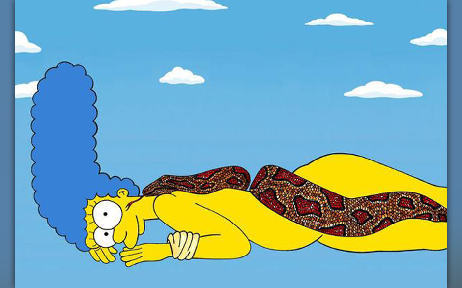 Marge Simpson räkelt sich mit Schlange wie einst Nastassja Kinski im Jahre 1981.