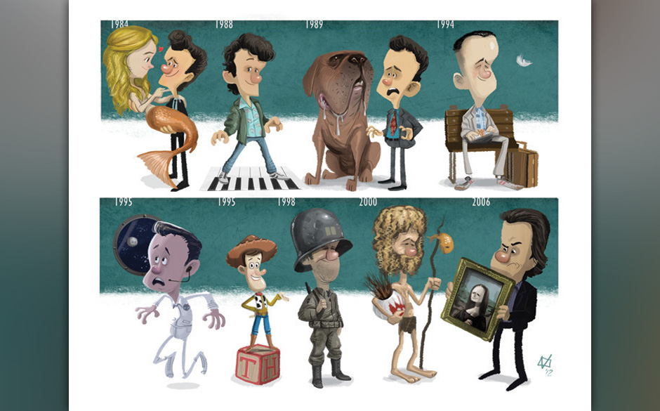 Oben: Allen Bauer ("Splash"), Josh ("Big"), Scott Turner ("Scott & Huutsch"), Forrest Gump ("Forrest Gump")
Unten: Jim Lov...