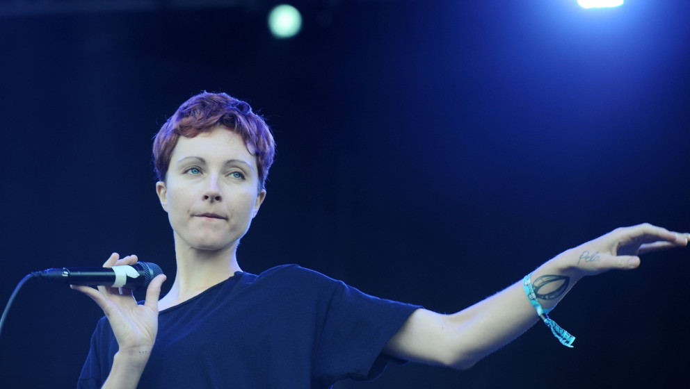 NEW YORK, NY - JUNE 07:  Channy Leaneagh of the band Polica performs during 2013 Governors Ball Music Festival at Randall's I