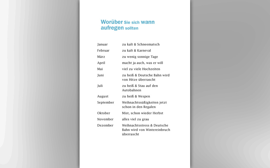 Worüber Sie sich wann aufregen sollten