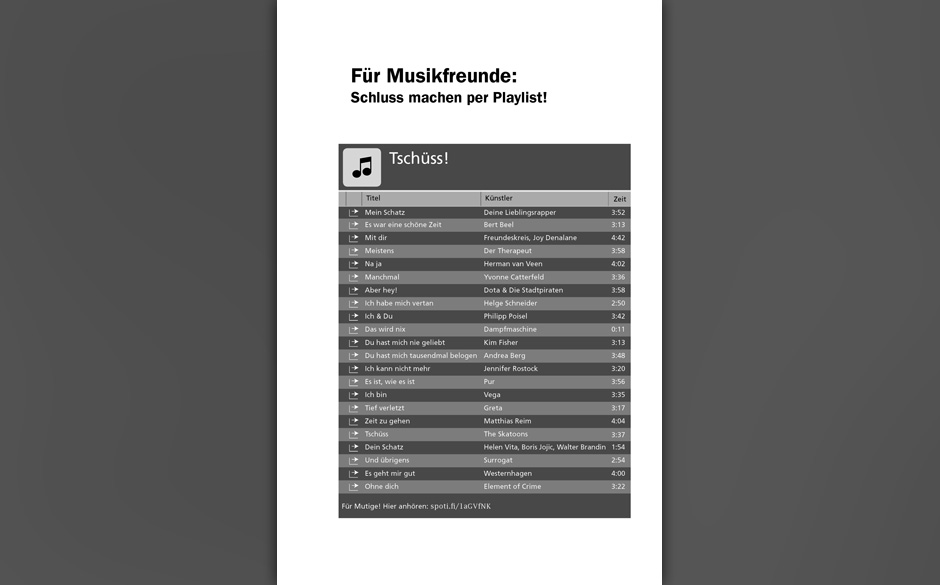 Für Musikfreunde: Schluss machen per Playlist!