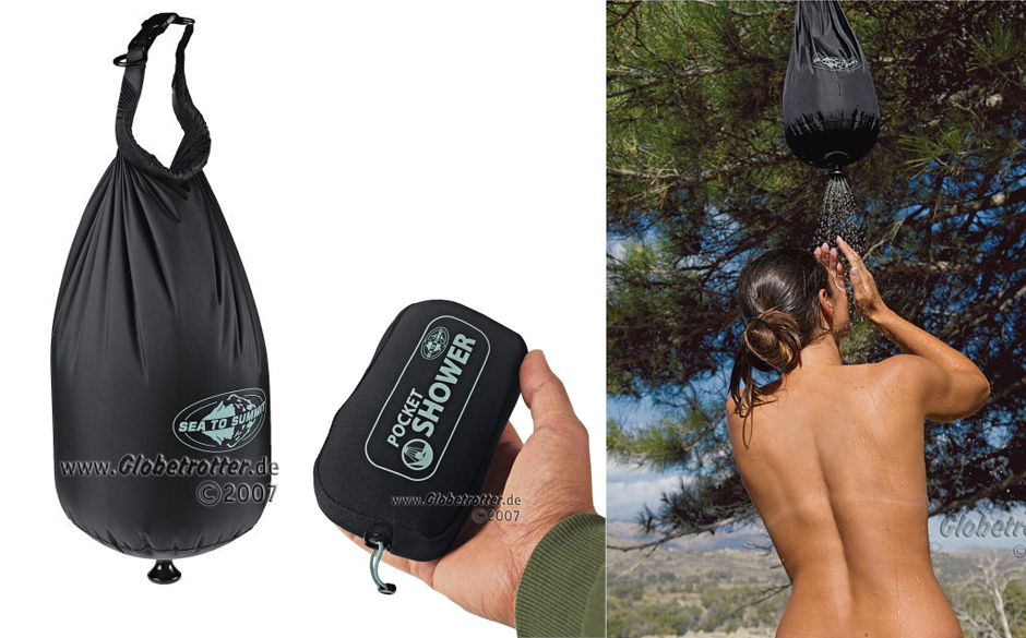 Pocket Shower, 24,95 Euro
Gesehen bei Globetrotter.de