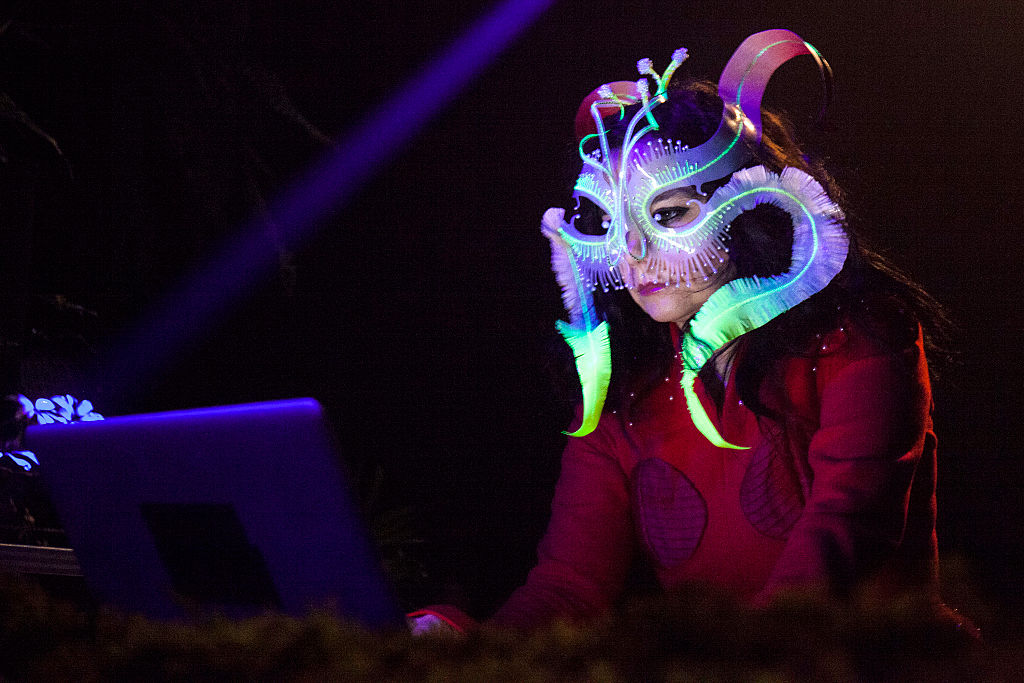 MONTREAL, QC - OCTOBER 26: Bjork performs a DJ set during Bjork Digital Exhibition at Cirque Eloize on October 26, 2016 in Montreal, Canada. (Photo by Santiago Felipe/Getty Images)