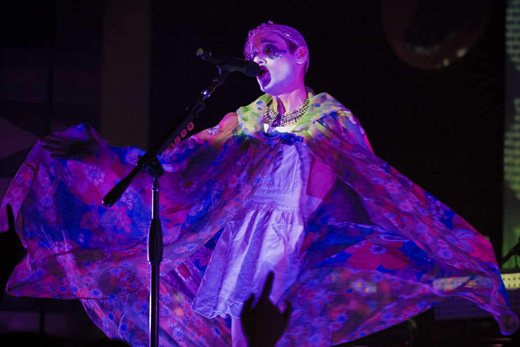 LOS ANGELES, CA - OCTOBER 24: Kevin Barnes with Of Montreal performs on stage at the Regent Theater on October 24, 2016 in Los Angeles, California. (Photo by Gabriel Olsen/Getty Images)