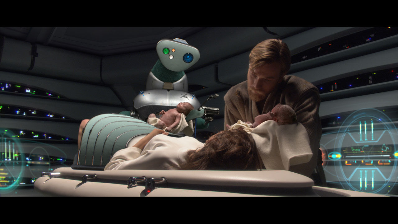 Padmé gebärt Zwillinge. Sie nennt den Jungen Luke und das Mädchen Leia. Nach der Geburt stirbt sie aus unerfindlichen G...