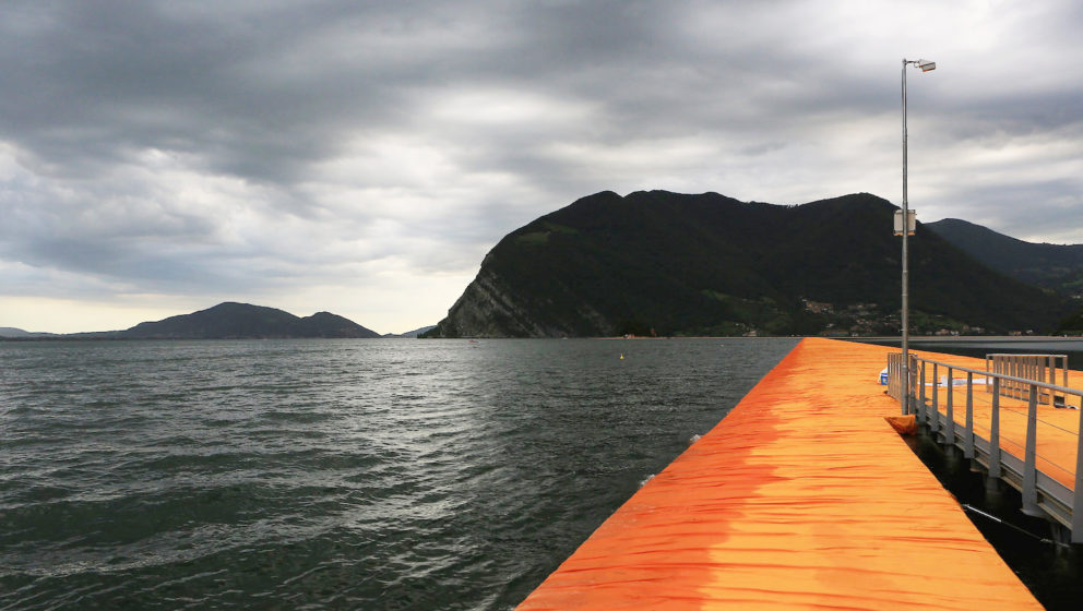 SULZANO, ITALY - JUNE 17:  A general view of 'The Floating Piers' installation by the Bulgarian artist Christo Vladimirov Yav