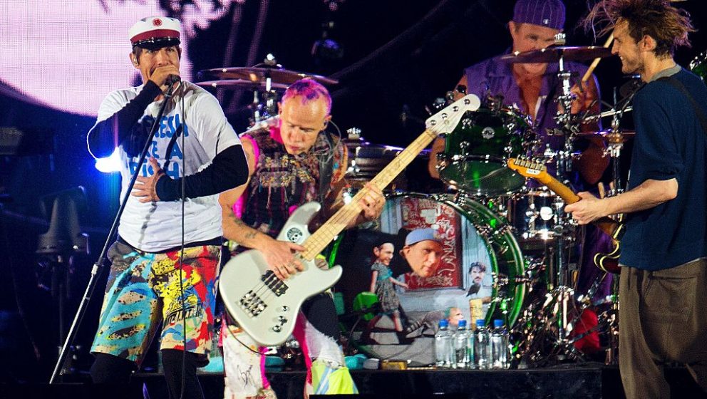 U.S Band Red Hot Chili Peppers perform at the orange stage at Roskilde festival in Roskilde, on June 29, 2016. / AFP / SCANPI