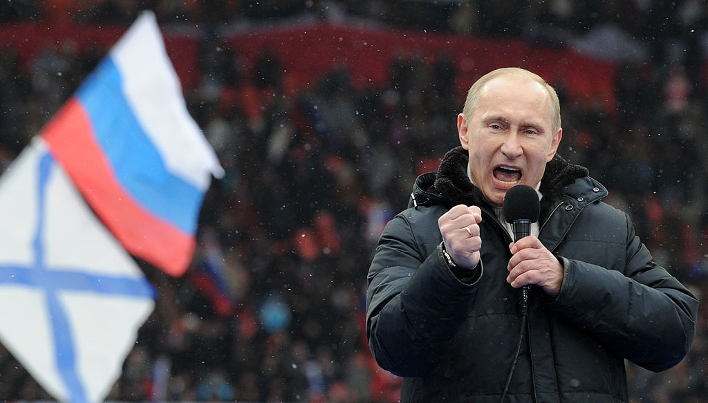 Sänger Wladimir Putin bei einem seiner Stadionauftritte im Jahr 2012.