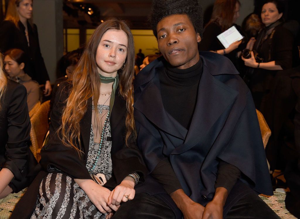 LONDON, ENGLAND - FEBRUARY 20: Flo Morrissey and Benjamin Clementine wearing Burberry attends the Burberry February 2017 ...