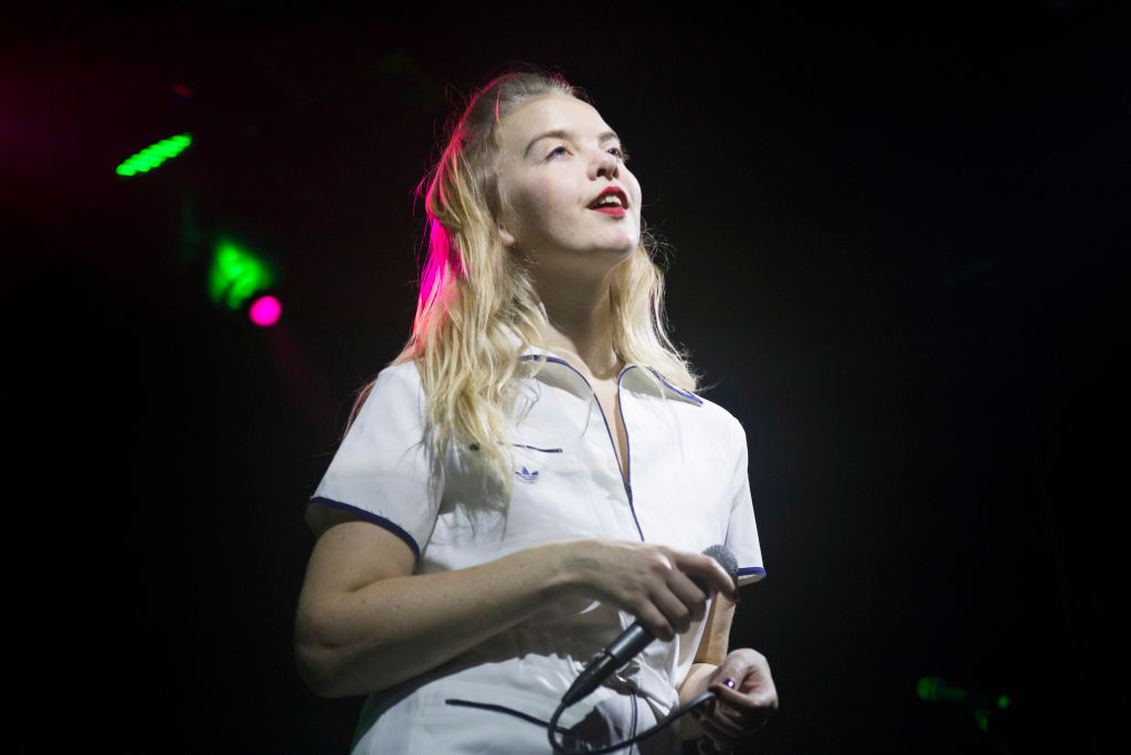 LONDON, ENGLAND - FEBRUARY 22:  Rakel Mjoll of Dream Wife performs at The Electric Ballroom on February 22, 2017 in London...