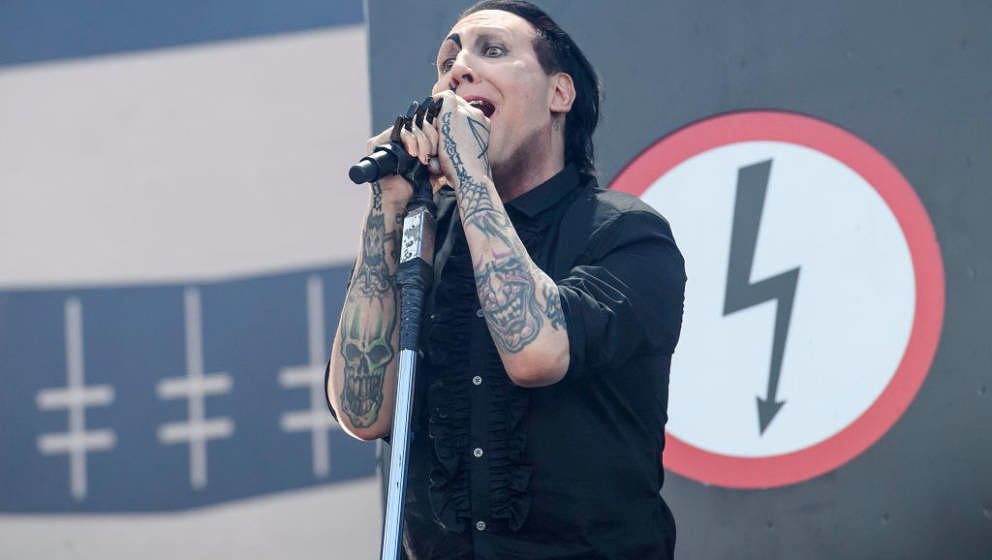 MADRID, SPAIN - JUNE 28:  Marilyn Manson performs on stage during Day 1 of the Download Festival on June 28, 2018 in Madrid. 