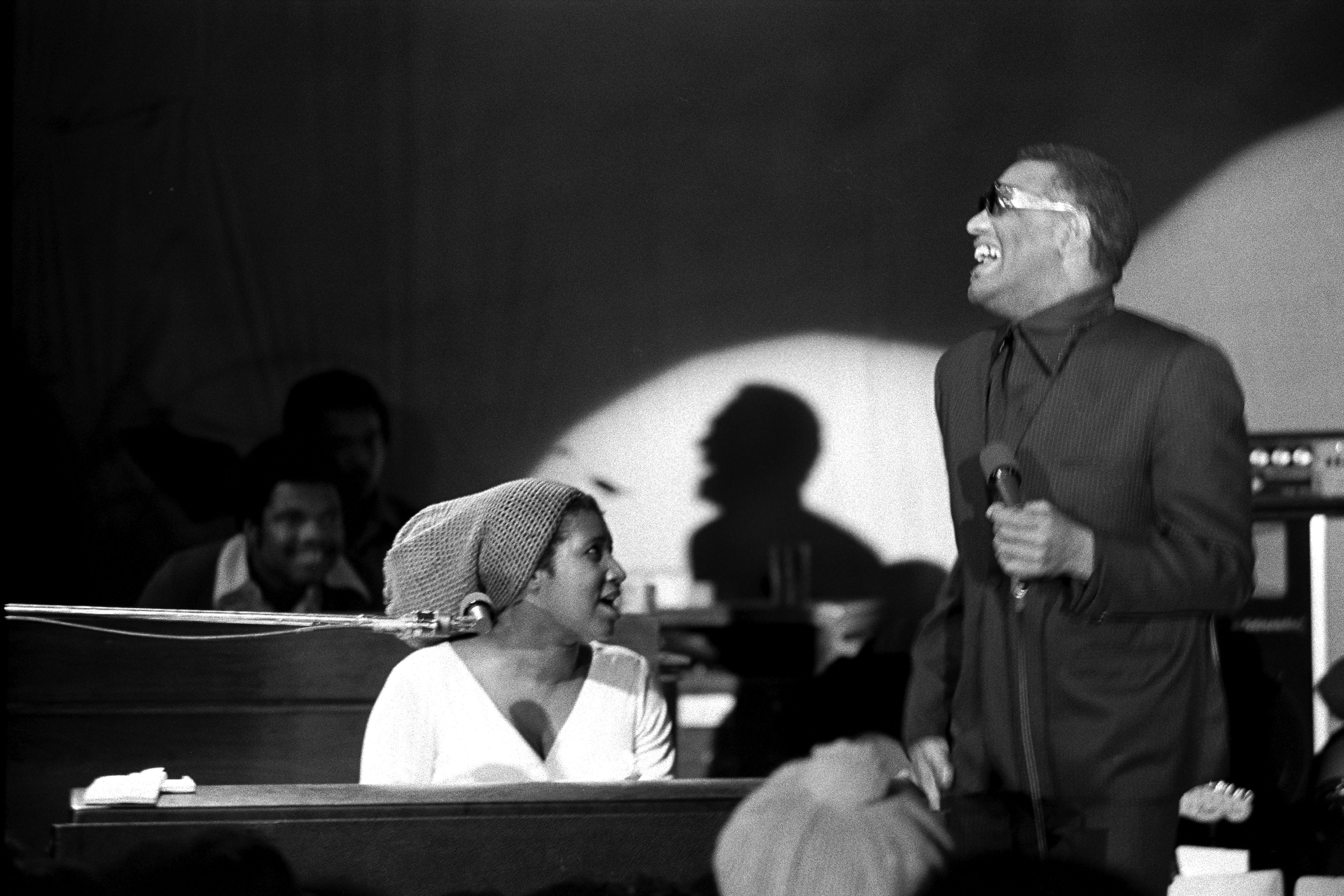 SAN FRANCISCO - FEBRUARY 1971:  Aretha Franklin and Ray Charles perform onstage at the Fillmore West in February, 1971 in ...
