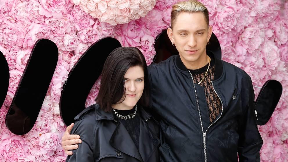 British indie pop band 'The XX' Romy Madley Croft and Oliver Sim  pose during the Dior Men's Spring/Summer 2019 fashion show 