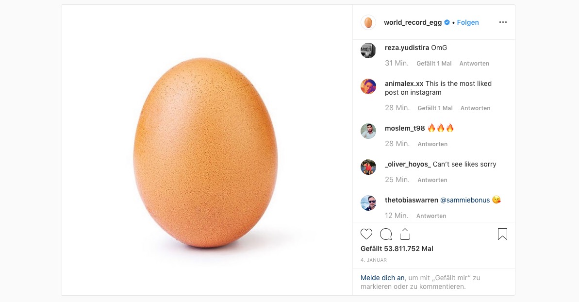 Kann dieses Ei mehr Likes als Kylie Jenner haben? Ja, kann es.