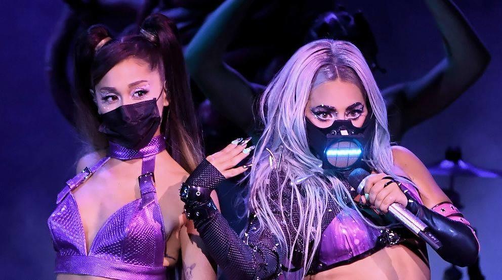 UNSPECIFIED - AUGUST 2020: (L-R) Ariana Grande and Lady Gaga perform during the 2020 MTV Video Music Awards, broadcast on Sun