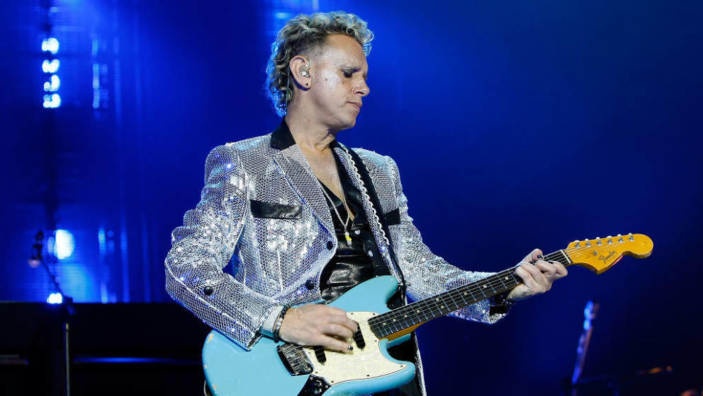 LONDON, ENGLAND - DECEMBER 15:  Martin Gore of Depeche Mode perform on stage at the O2 Arena on December 15, 2009 in London, 