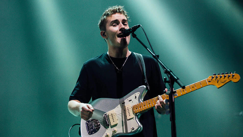 CARDIFF, WALES - NOVEMBER 25: Sam Fender performs on stage at Motorpoint Arena Cardiff on November 25, 2021 in Cardiff, Wales