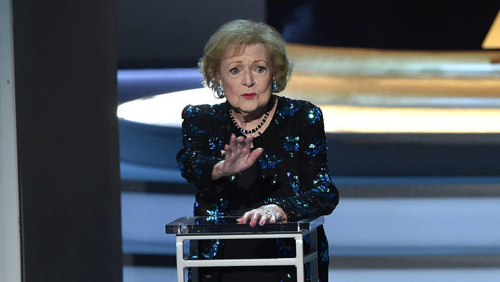 Betty White speaks onstage during the 70th Emmy Awards at the Microsoft Theatre in Los Angeles, California on September 17, 2