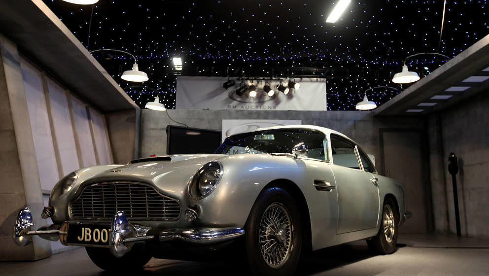 Seltenes Sammlerstück: Original DB5-Showcar, verwendet 1964 im Bond-Film „Goldfinger“. Hier auf einer Ausstellung in Lon