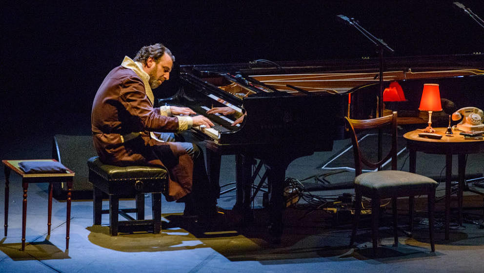 LONDON, ENGLAND - MARCH 23:  Jarvis Cocker and Chilly Gonzales Perform Room 29 At The Barbican Centre on March 23, 2017 in Lo