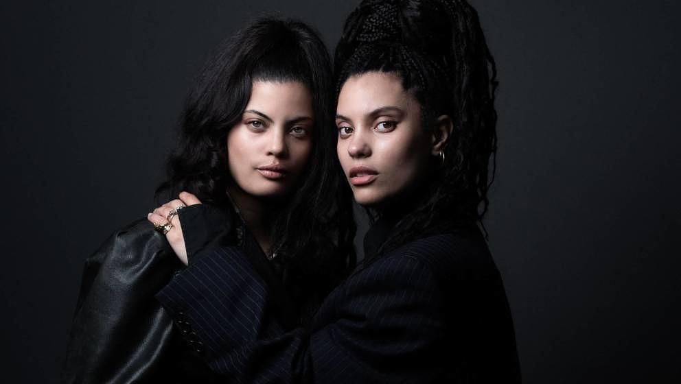 Member of the music band Ibeyi , singer Naomi Diaz (L) and Lisa-Kaindé Diaz poses during a session photo in Paris on March 9