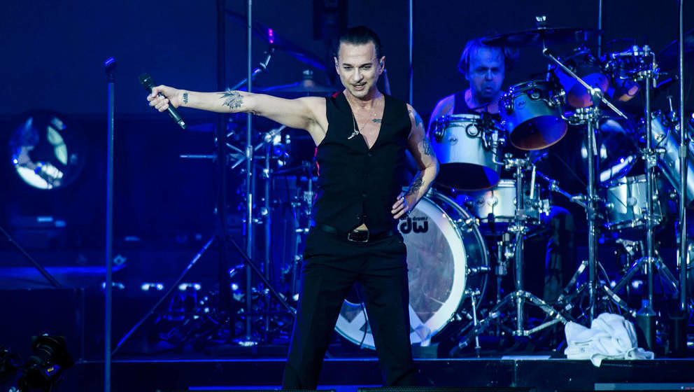 BERLIN, GERMANY - JULY 23: Singer Dave Gahan of Depeche Mode performs live on stage during a concert at Waldbuehne on July 23