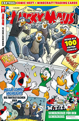 Cover des Micky Maus-Magazin Ausgabe 11/22. In der Titel-Story kommen die Fantastischen Vier nach Entenhausen.