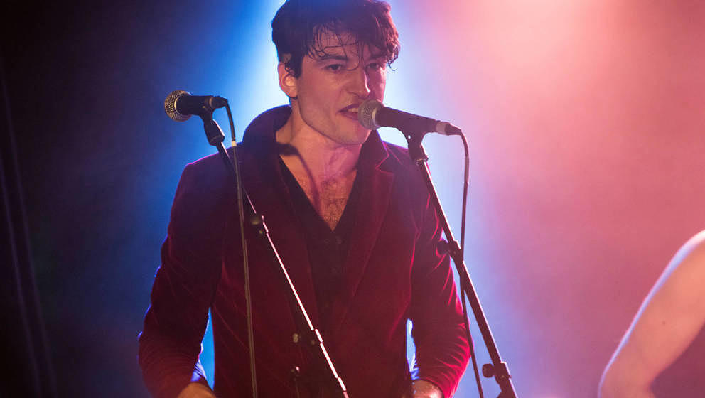 LONDON, ENGLAND - DECEMBER 08: Ezra Miller of Sons of an Illustrious Father performs at Omeara on December 08, 2018 in London