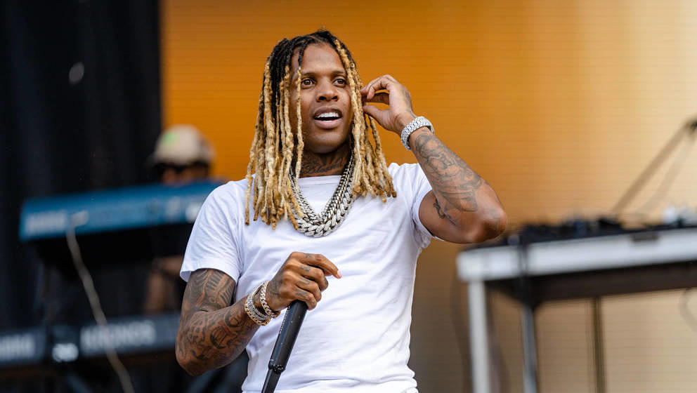 CHICAGO, ILLINOIS - JULY 30: Lil Durk performs during day 3 of Lollapalooza at Grant Park on July 30, 2022 in Chicago, Illino