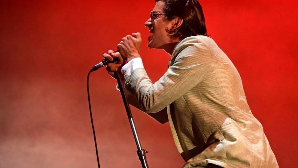 British lead vocal and guitar Alex Turner of the band Arctic Monkeys performs during the 12th Alive Music Festival in Oeiras,