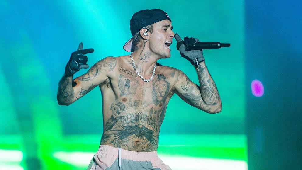 BUDAPEST, HUNGARY - AUGUST 12: Justin Bieber performs on day three of Sziget Festival 2022 on Óbudai-sziget Island on August