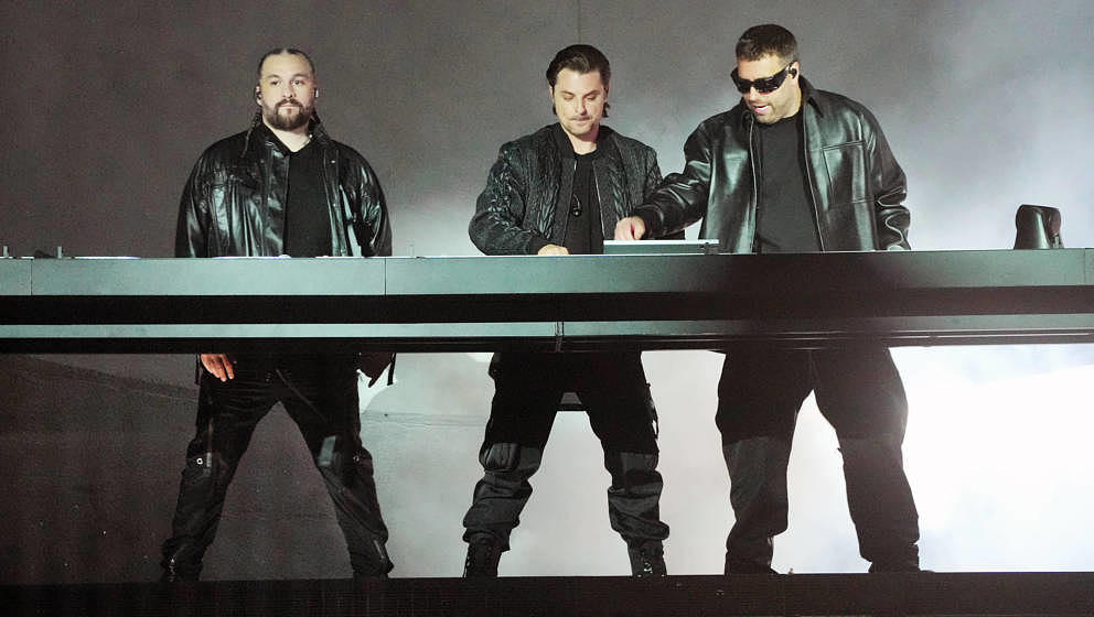 INDIO, CALIFORNIA - APRIL 17: (L-R) Steve Angello, Axwell, and Sebastian Ingrosso of Swedish House Mafia perform onstage at t