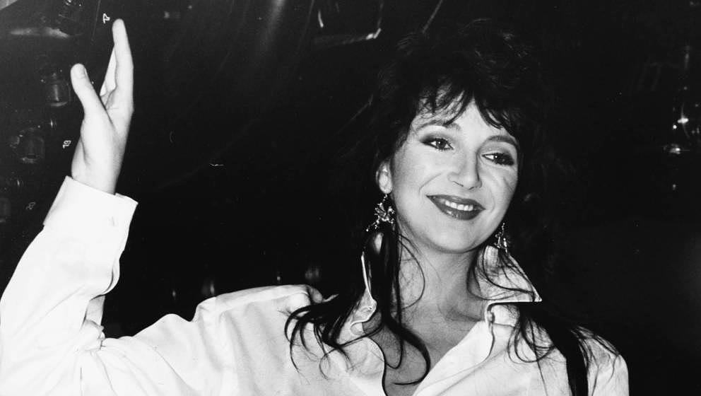 Musician Kate Bush promoting her new album 'Hounds of Love' at London Planetarium, September 9th 1985. (Photo by Dave Hogan/G