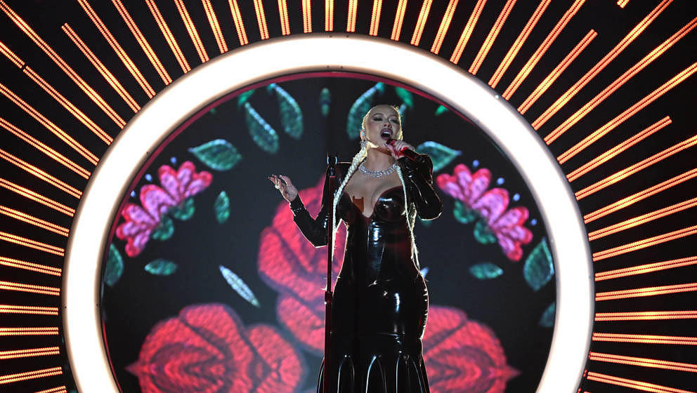 CORAL GABLES, FLORIDA - SEPTEMBER 29: Christina Aguilera performs onstage during the 2022 Billboard Latin Music Awards at Wat