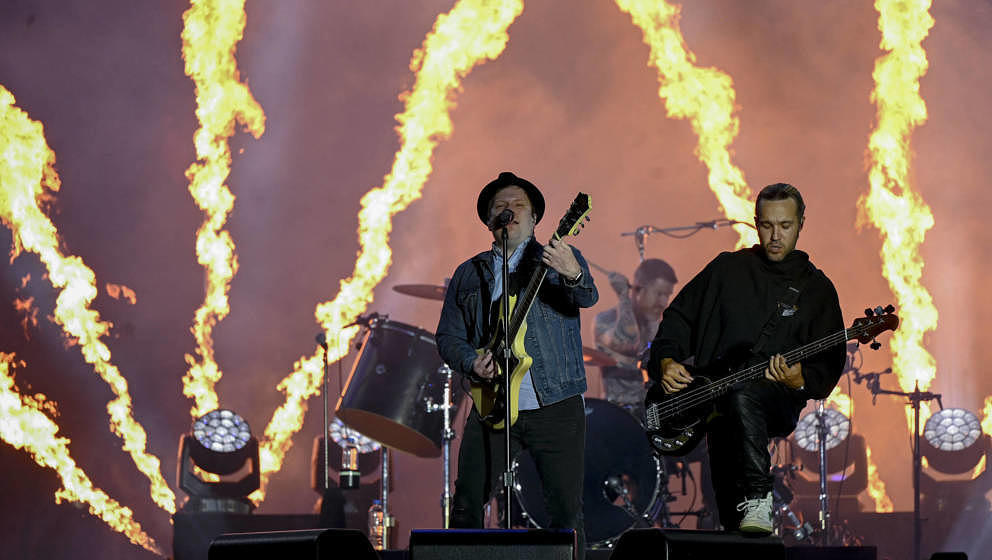 Sänger Patrick Stump und Bassist Pete Wentz: Fall Out Boy live bei Rock in Rio 2022