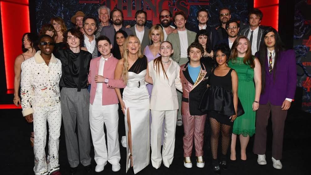 The cast of 'Stranger Things' attends season 4 premiere at Netflix Brooklyn in New York City on May 14, 2022. (Photo by Angel