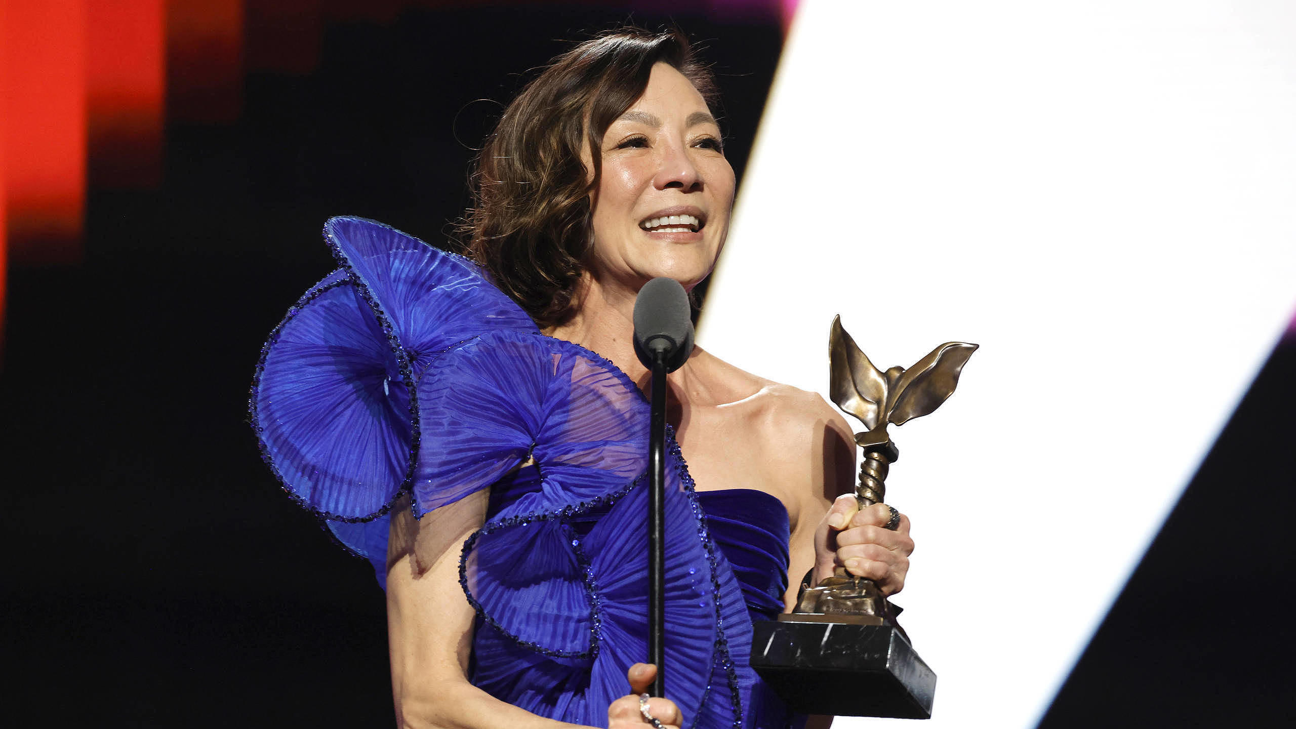 Michelle Yeoh accepts the Best Lead Performance award for “Everything Everywhere All at Once” onstage during the 2023 Film Independent Spirit Awards