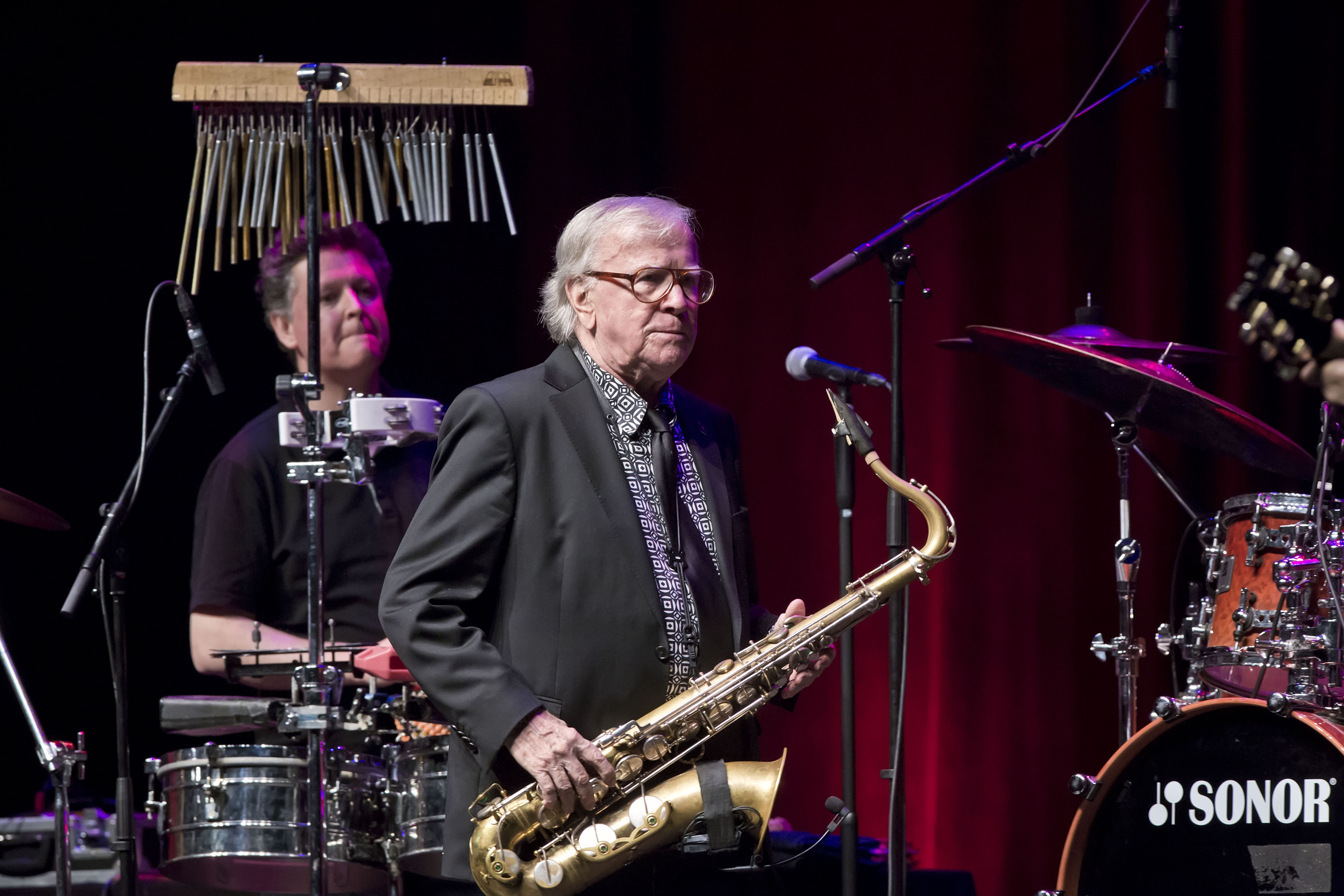 BERLIN, GERMANY - NOVEMBER 18: German musician Klaus Doldinger performs live during a concert at the Admiralspalast on Nov...