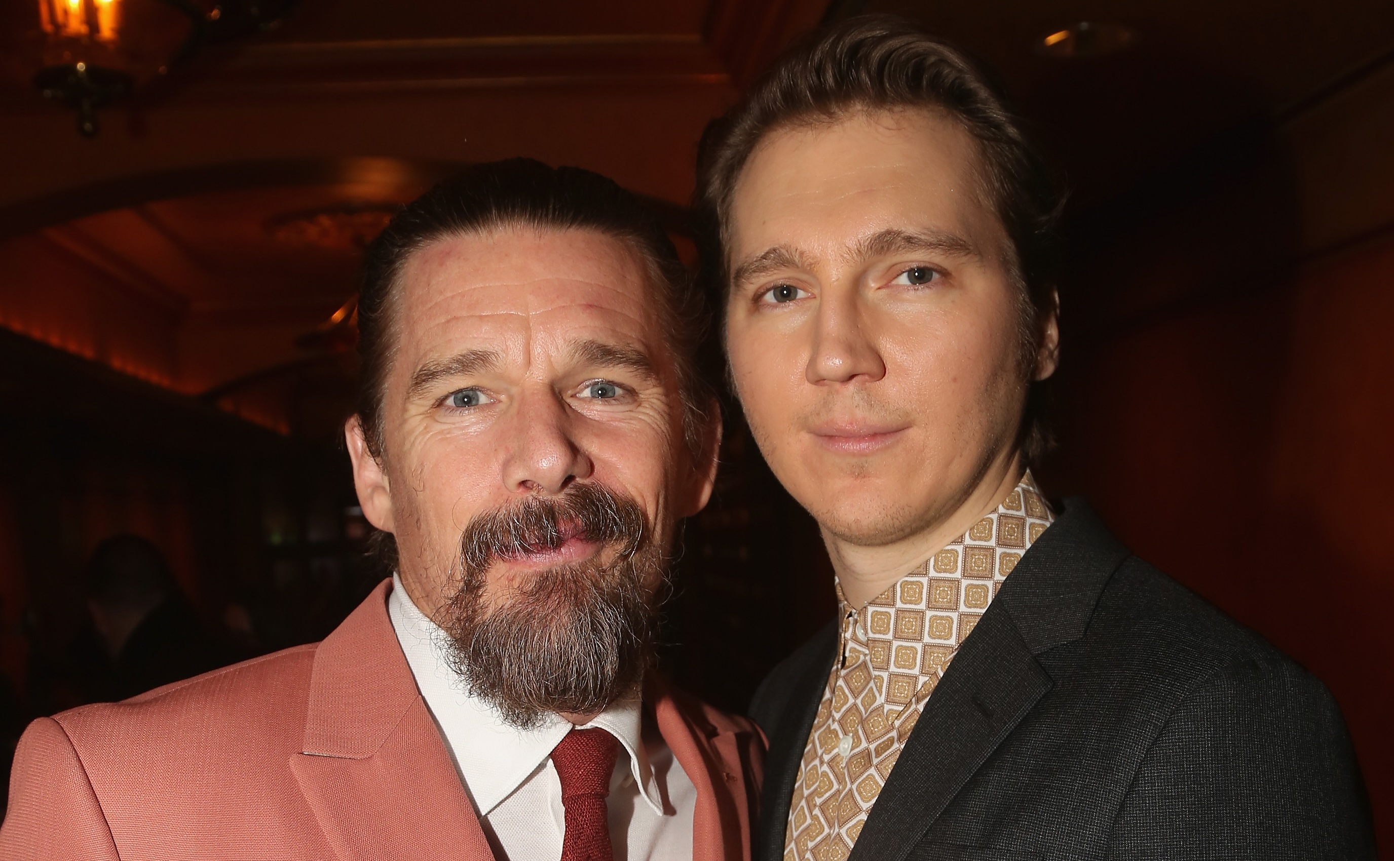 NEW YORK, NY - JANUARY 24:  Ethan Hawke and Paul Dano pose at the opening night after party for the Roundabout Theatre Com...